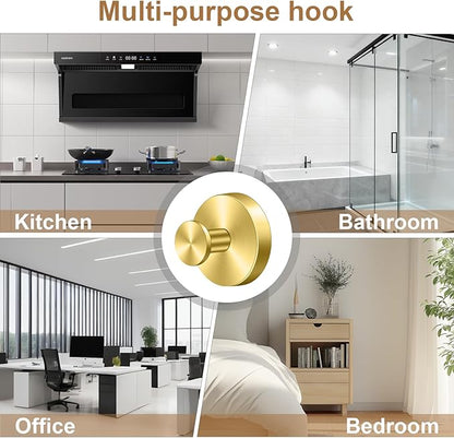 Herda Suction Cup Hooks Heavy Duty Wreath Hangers for Front Door, Stainless Steel Suction Cup Hooks for Shower, Glass, Windows, Walls Waterproof Drill-Free Towel Hooks, Holds Up to 15 Lbs-4 Pack, Gold