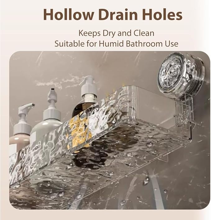 No-Drill Suction Cup Shower Caddy, Large Capacity Bathroom Storage Organizer with Shelf, Strong Hold Wall Mounted Box for Shower Accessories (Silver) (silver)