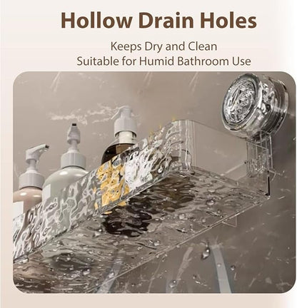 No-Drill Suction Cup Shower Caddy, Large Capacity Bathroom Storage Organizer with Shelf, Strong Hold Wall Mounted Box for Shower Accessories (Silver) (silver)