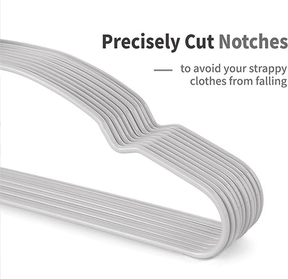 TOPIA HANGER Metal Hangers 20 Pack, Non Slip Clothes Hangers Space Saving, Heavy Duty Rubber Coated Wire Hanger for Coat, Shirt, Dress, Pants-Grey, CT12G