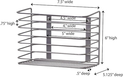 Household Essentials Door Mount Cabinet Organizer, Steel Wire Basket, Attractive Nickel Powder Coating, Great for Saving Space, Mounts to Solid Surface with Hardware Included