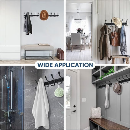 TICONN Wall Mounted Coat Rack, Five Heavy Duty Tri Hooks All Metal Construction for Jacket Coat Hat in Mudroom Entryway (Matte Black, 1-Pack)
