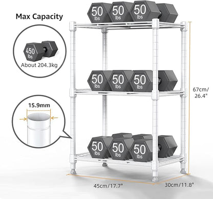 M MZG 450 lbs Wire Storage Shelving 3-Tier Utility Shelving Unit Steel Organizer Wire Rack for Home,Kitchen,Office,White (11.8" D x 17.7" W x 26.4" H)