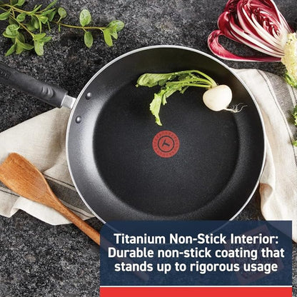 T-Fal Experience Non Stick Fry Pan Set 3 Piece, 8, 10.25, 12 Inch Induction Oven Broiler Safe 400F, Cookware, Kitchen Cooking Set, Pots and Pans, Skillets, Frying Pans, Dining, Dishwasher Safe, Black