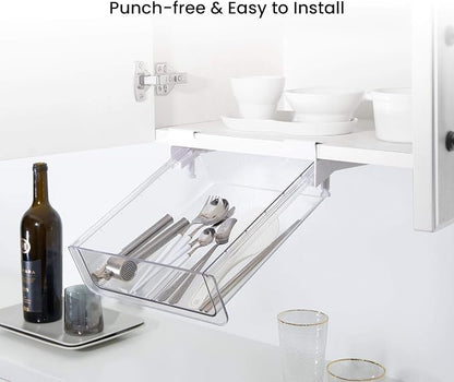 vacane Under Shelf Storage Drawer, Under Cabinet Spice Rack, Spice Organizer for Drawer Pull Out, Under Cabinet Basket Hanging Holder for Cupboard Pantry