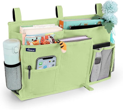 Surblue Bedside Caddy Hanging Bed Organizer Storage Bag Pocket for Bunk and Hospital Beds, College Dorm Rooms Baby Bed Rails, Camp 8 Pockets, (Large, Sage Green)