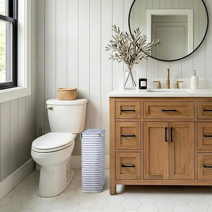 Lifewit 29L Toilet Paper Storage Holder for 12 to 16 Rolls, Foldable Fabric Toilet Paper Basket with Lid, Freestanding Bathroom Tissue Storage and Organization for TP, Towels and Toiletries, Dark Blue