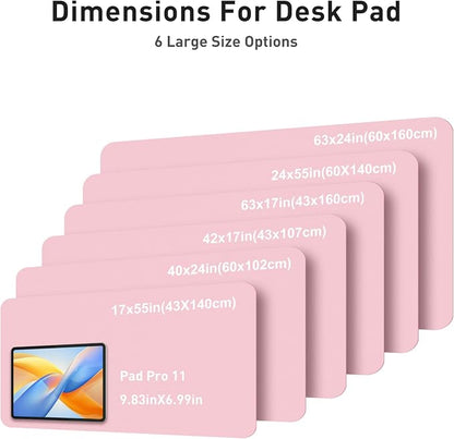 Aothia Faux Leather Desk Mat - Large Mouse Pad, Non-Slip PU Leather Blotter, Waterproof Writing Surface for Office and Home (Fairy Pink, 40" x 24")
