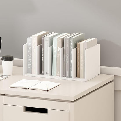 Furinno Hermite Desk Organizers and Accessories with File Holder, Office Organization, Desk Top Book Shelf, for Office Supplies, Plain White