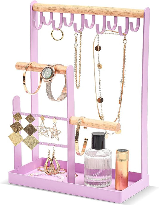 ProCase Cute Jewelry Stand, Aesthetic Jewelry Organizer for Dresser Vanity, Jewelry Holder Display for Necklaces Earrings, Gifts for Teen Girls Women, Bedroom Dorm Decor -Medium, Purple