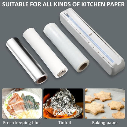 Plastic Wrap Dispenser With Cutter, Reusable Cling Film Dispenser, Cling Wrap Dispenser With Slide Cutter, Also For Aluminum Foil, Tin Foil, Baking Paper (L)