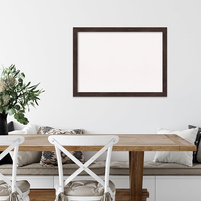 Amanti Art White Cork Board for Wall, 23x31 Vision Board with Brown Wood Frame, Medium Corkboard Office Decor for Home Organization, Rustic Farmhouse Corkboard Pinboard to display items for home