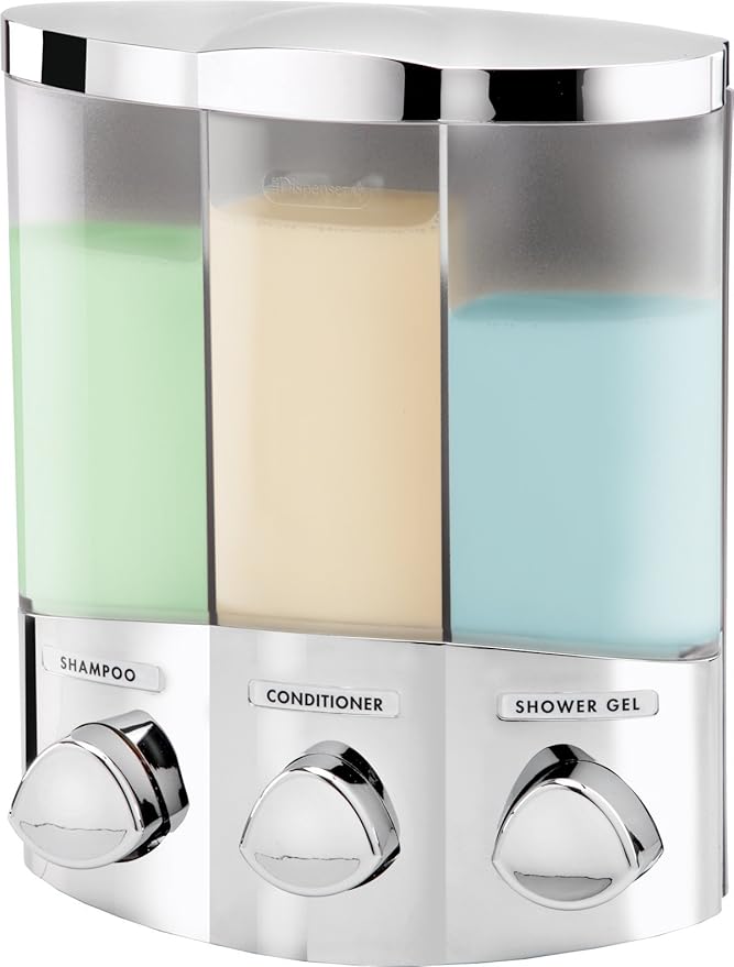 Better Living Products 76344-1 Euro Series Trio 3-Chamber Soap and Shower Dispenser, Chrome (Pack of 6)