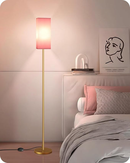 2Pack Floor Lamp, Pole with Foot Switch, Modern Standing Lamp Lampshade, Minimalist Freestanding Lamp (Bulb Not Included), for Living Room, Bedroom Office ETL Listed,Gold and Pink DP07LDP205