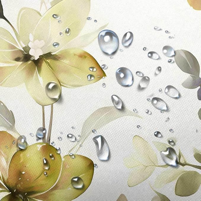 Yellow Floral Shower Curtain, Yellow Lavender Floral Butterfly Boho Shower Curtains for Bathroom, Farmhous Flower Cute Fabric Shower Curtain Set with 12PCS Hooks, 60X70IN