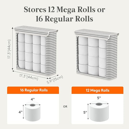 Lifewit 29L Toilet Paper Storage Holder for 12 to 16 Rolls, Foldable Fabric Toilet Paper Basket with Lid, Freestanding Bathroom Tissue Storage and Organization for TP, Towels and Toiletries, Gray