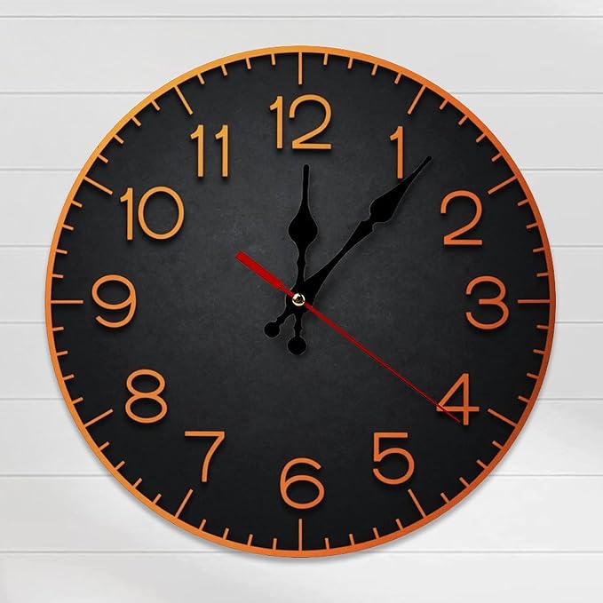 Wall Clock， Modern Non Ticking Wall Clocks Battery Operated， Black Wooden Wall Clocks for Kitchen， Living Room， Bedroom， Office， Bathroom Decorative 25 * 25cm