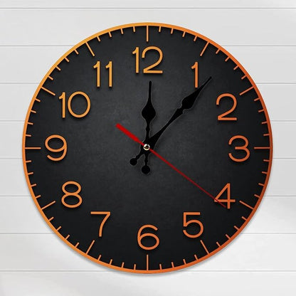 Wall Clock， Modern Non Ticking Wall Clocks Battery Operated， Black Wooden Wall Clocks for Kitchen， Living Room， Bedroom， Office， Bathroom Decorative 25 * 25cm