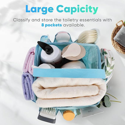 EUDELE 2 Pack Mesh Shower Caddy Portable for College Dorm Room Essentials, Shower Caddy Dorm with 8-Pocket Large Capacity,Shower Bag for Beach,Swimming,Gym