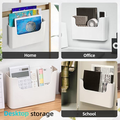 Wall Mount Folder Holder File Organizer No Drilling File Holder Hanging File Mail Organizer Door Office Mail Supplies Storage Magazine Envelope Planner Wall Single Pocket (Off White,3 Pack)