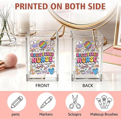 Registered Nurse Acrylic Pencil Holder Cup, Appreciation Thank You Gifts for Registered Nurse Physician Assistant RN CNA LPN, Home Office Desk Accessories, Christmas Nurses Day Week Decor Gifts