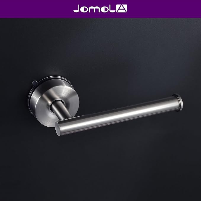 JOMOLA Stainless Steel Toilet Paper Holder, Suction Cup Bathroom Tissue Roll Paper Towel Holder, No Drill Wall Mount Storage for Bathroom, Kitchen, RV, 1 Pack