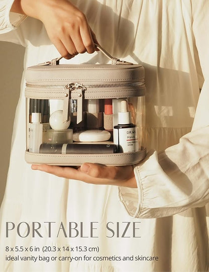 Popvibe Clear Makeup Bag Travel Cosmetic Case Transparent Toiletry Bag with Zipper, Portable Make Up Organizer Traveling Compact Car Bag for Essentials