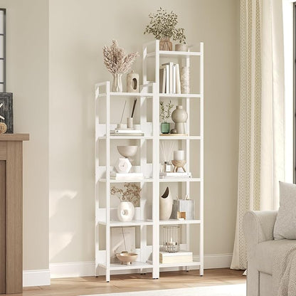 Bookshelf, 5-Tier Bookcase, Standing Book Shelf for Small Space, Storage Shelf Organizer, for Living Room, Bedroom, Study, Balcony, White BKBW5501
