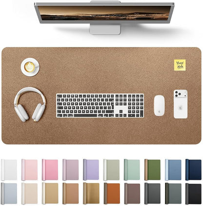 YSAGi Leather Desk Protector, Office Mat, Large Mouse Mat, Non-Slip PU Leather Blotter, Laptop Pad, Waterproof Writing Pad for Office and Home (Shiny Bronze, 31.5" x 15.8")