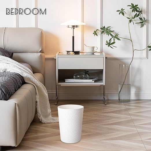 UUJOLY Small Trash Can Wastebasket Garbage Can Container Bins for Bathrooms, Laundry Room, Kitchens, Offices, Kids Rooms, Dorms (White, 3 Pack)