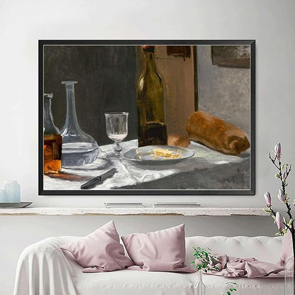 SENLYCH Wall Art Canvas Print Vintage Bar Cart Wall Art Bar Cart Decor Kitchen Wall Art Moody Wall Art Bedroom and Kitchen Office Wall Decoration 8x12inch Metal Frame