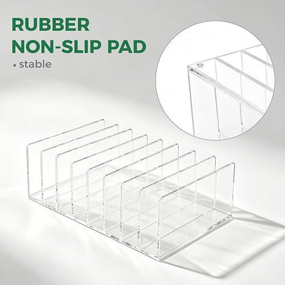 8 Compartments Clear Acrylic Mail Holder – Vertical Letter Sorter & Multifunction Desk Organizer for Bills, Documents, Notebooks – Modern Office/Home Envelope File Rack