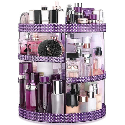 Awenia Makeup Organizer 360-Degree Rotating, Adjustable Makeup Storage, 7 Layers Large Capacity Cosmetic Storage Unit, Fits Different Types of Cosmetics and Accessories, Plus Size(Purple)