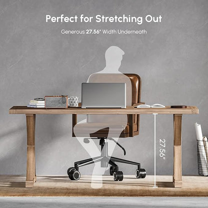 homary 70.9" Solid Wood Executive Desk, Rustic Farmhouse Home Office Desk with X-Trestle Base, Large Writing & Computer Table for Home Office, Study or Dining Space