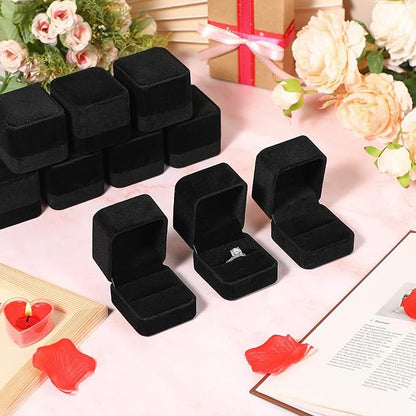BBTO 36 Pieces Velvet Ring Box Bulk for Wedding Ceremony Engagement Ring Box Gift Wedding for Proposal Jewelry Display Case for Birthday Anniversary(Black)