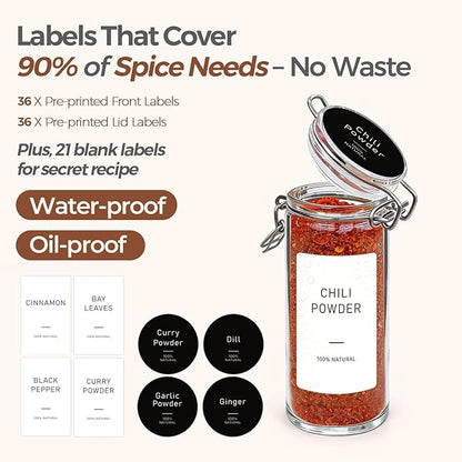ComSaf 12 Pack 4 oz Glass Jars with Airtight Lids Food Grade, Small Glass Containers for Home Cooks, Crafts & Party Favors, Glass Spice Jars with Labels for Spices & Herbs Storage, Dishwasher Safe