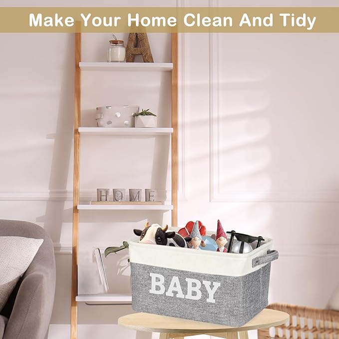Lukeline Large Gift Basket Empty 15.5 x 11.6 x 9.4, Baby Storage Basket Shower Gifts for for Newborn Baby Essentials, Diaper Caddy Organizer with Handles, Decorative Baskets for Home Decor Shelves
