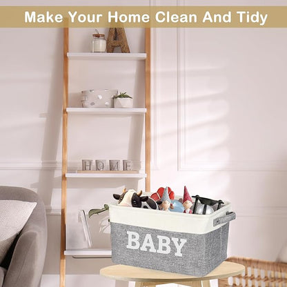 Lukeline Large Gift Basket Empty 15.5 x 11.6 x 9.4, Baby Storage Basket Shower Gifts for for Newborn Baby Essentials, Diaper Caddy Organizer with Handles, Decorative Baskets for Home Decor Shelves