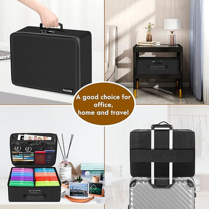 DocSafe Photo Storage Box with Lock,Fireproof Photo Organizer Box with 16 Inner 4" x 6" Photo Case(Multi-Colored),Collapsible Portable Photo Filing Safe Storage with Water-Resistant Zipper for Photos