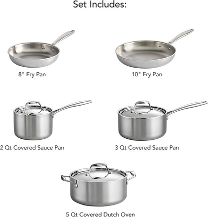 Tramontina Signature Tri-Ply Clad Stainless Steel 8-Piece Cookware Set with Lids, Pots and Pans Kitchen Set, Induction-Ready, Dishwasher-Safe, NSF-Certified, Made in Brazil