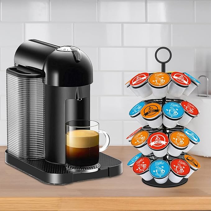 Coffee Pod Carousel Holder,Compatible with K-Cups Organizer Compatible with 36 Cup Pods,Spins 360-Degrees