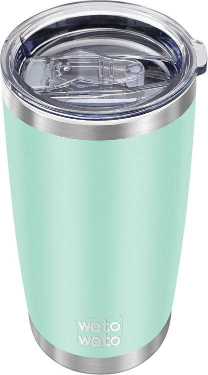 WETOWETO 20oz Tumbler, Stainless Steel Vacuum Insulated Water Coffee Tumbler Cup, Double Wall Powder Coated Spill-Proof Travel Mug Thermal Cup for Home Outdoor (Light Green, 1 Pack)