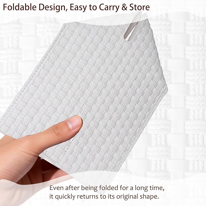 Tissue Box Cover 2-Pack, Square Tissue Holder with Bottom Belt, Modern Tissue Case Facial Paper Organizer Dispenser for Bathroom, Office, Home, Table, Car, Woven Pattern White