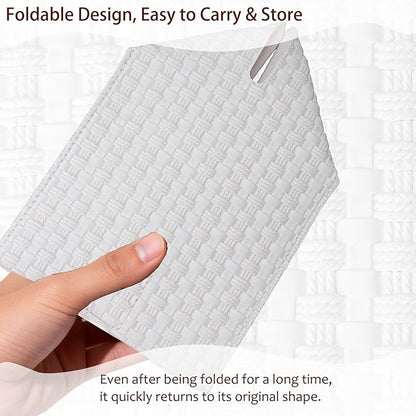 Tissue Box Cover 2-Pack, Square Tissue Holder with Bottom Belt, Modern Tissue Case Facial Paper Organizer Dispenser for Bathroom, Office, Home, Table, Car, Woven Pattern White