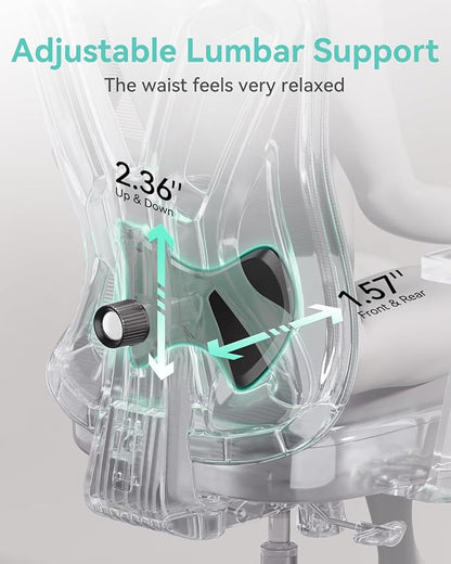 Hbada P5 Ergonomic Office Chair, Desk Chair with Adjustable Lumbar Support and Height, Comfortable Mesh Computer Chair with Footrest 2D Headrest, Swivel Tilt Function Black