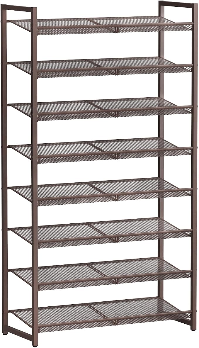 8Tier Metal Tall Shoe Rack,Large Shoe Rack for Closet,entryway,Garage, with Adjustable Flat or Angled Shelves, Hold 32-40 Pairs Shoes ﻿