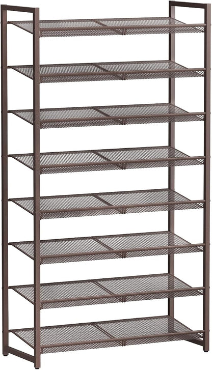 8Tier Metal Tall Shoe Rack,Large Shoe Rack for Closet,entryway,Garage, with Adjustable Flat or Angled Shelves, Hold 32-40 Pairs Shoes ﻿