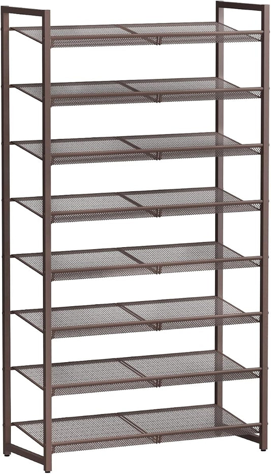 8Tier Metal Tall Shoe Rack,Large Shoe Rack for Closet,entryway,Garage, with Adjustable Flat or Angled Shelves, Hold 32-40 Pairs Shoes ﻿