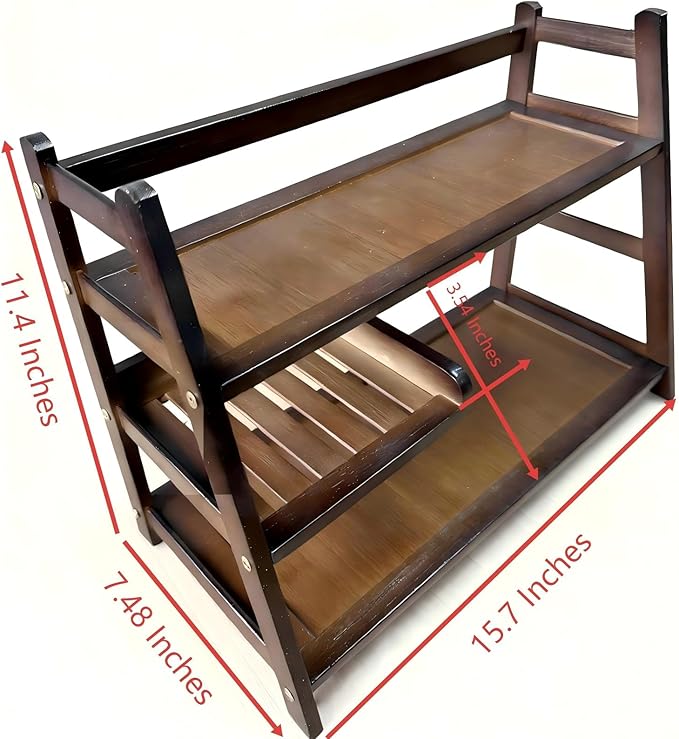 3 Tier Bamboo Matcha Station shelf, coffee station organizer Shelf for Kitchen Countertop, Tea station organizer - Matcha Powder, Tools & Cup Organizer for Matcha Lovers, Home Baristas.