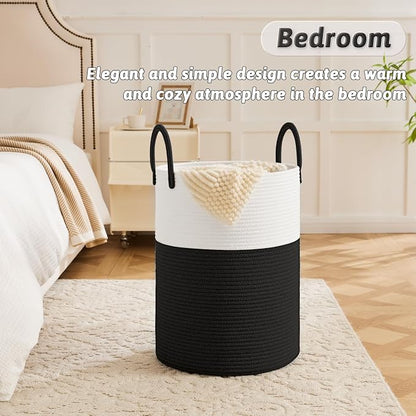 Artfeel Laundry Basket,Woven Cotton Rope Laundry Hamper,60L for Decorative Storage of Dirty Clothes,Toys and Blankets in Bathroom,Baby Room and Living Room
